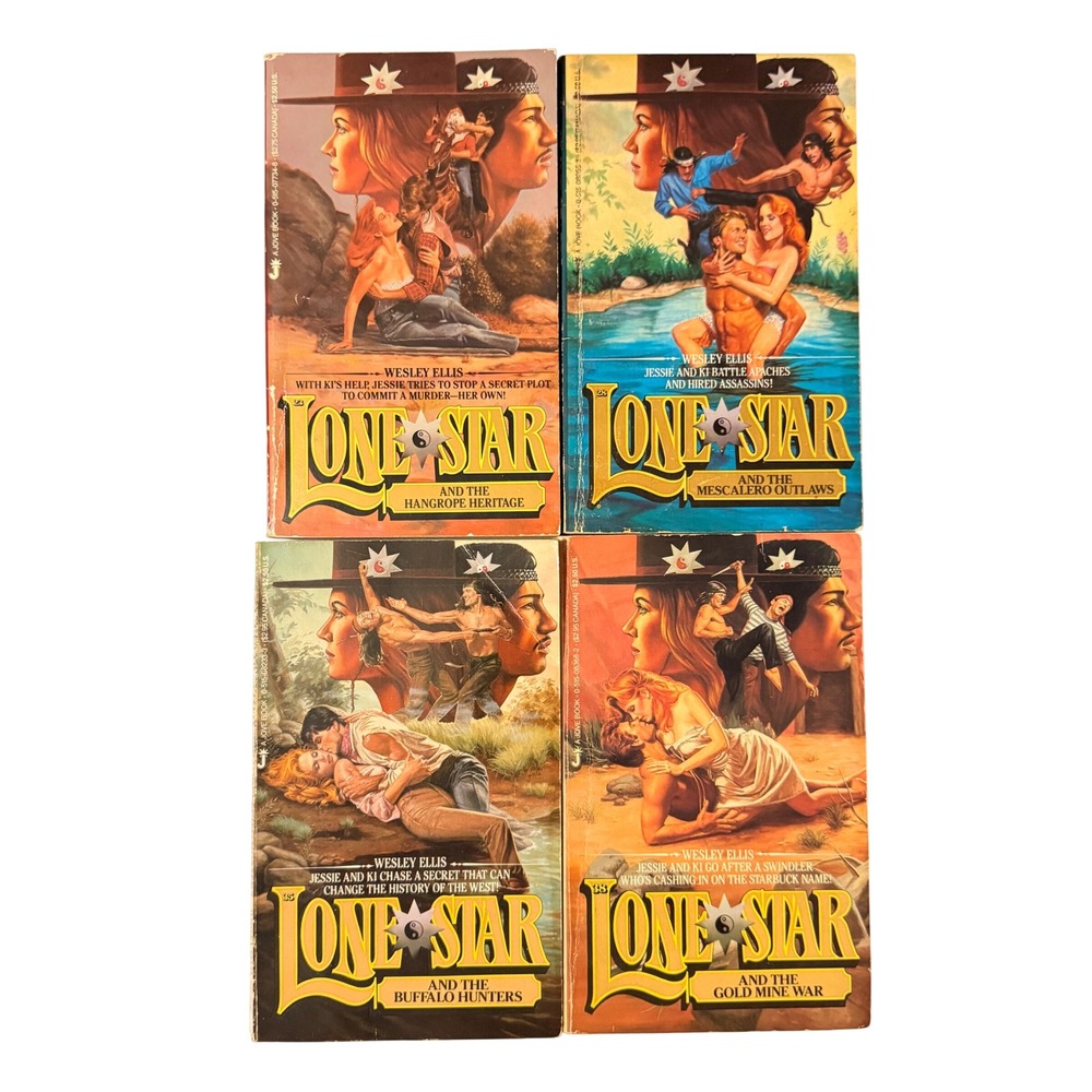 Lone Star Western Paperback Lot 4 Books Wesley Ellis Jove 1984 1985 Vintage
